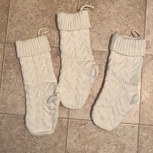 White knitted Christmas stockings